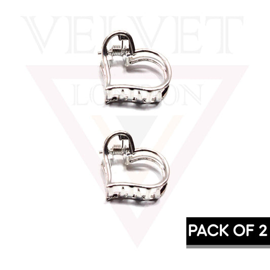 2x Heart Hair Claw Silver Metal Non-Slip Hair Catch Strong Hold Clip Accessories