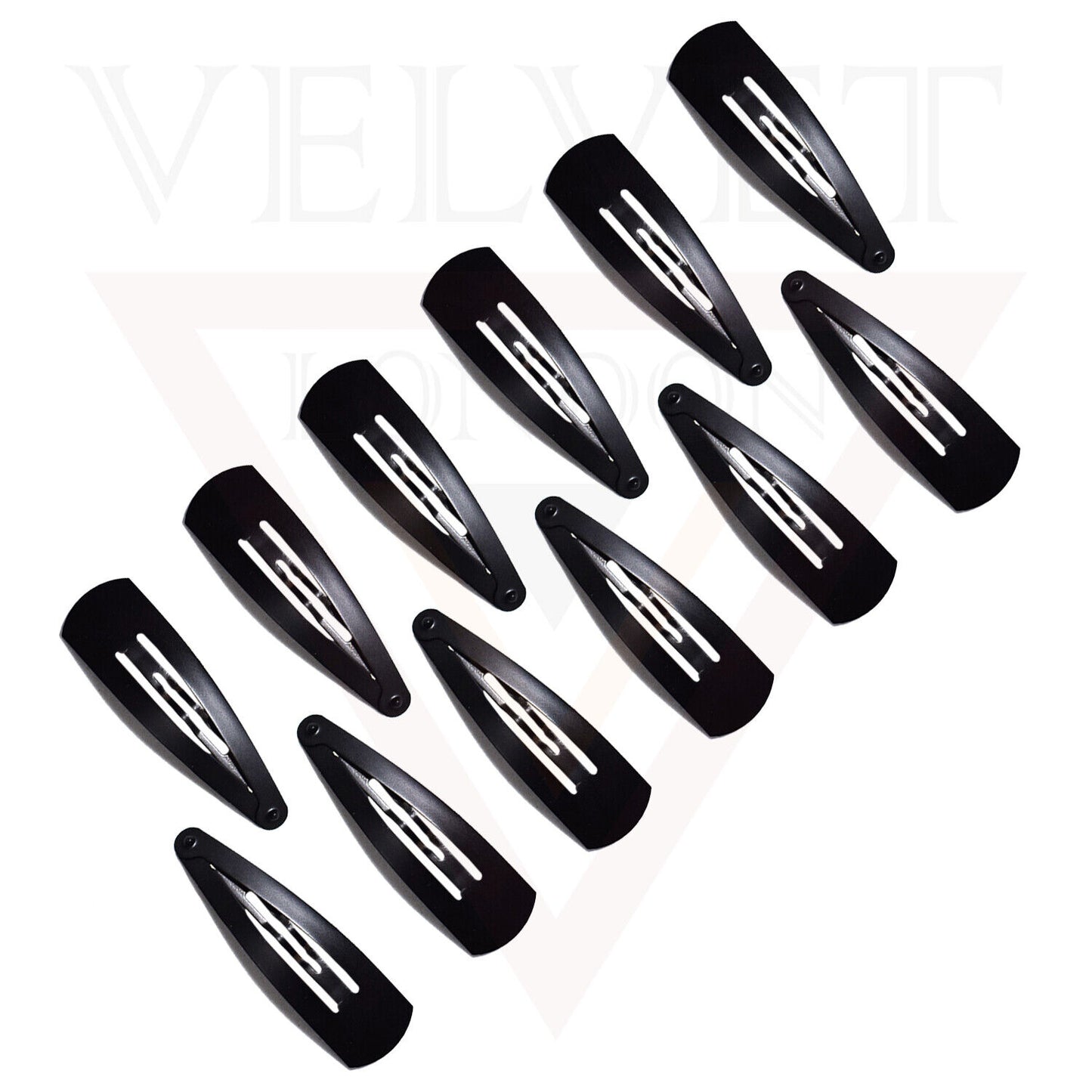 12x Black Tik Tak Bobby Bendies Hair Grips Slides Sleepies Snap Clips Hair Pins