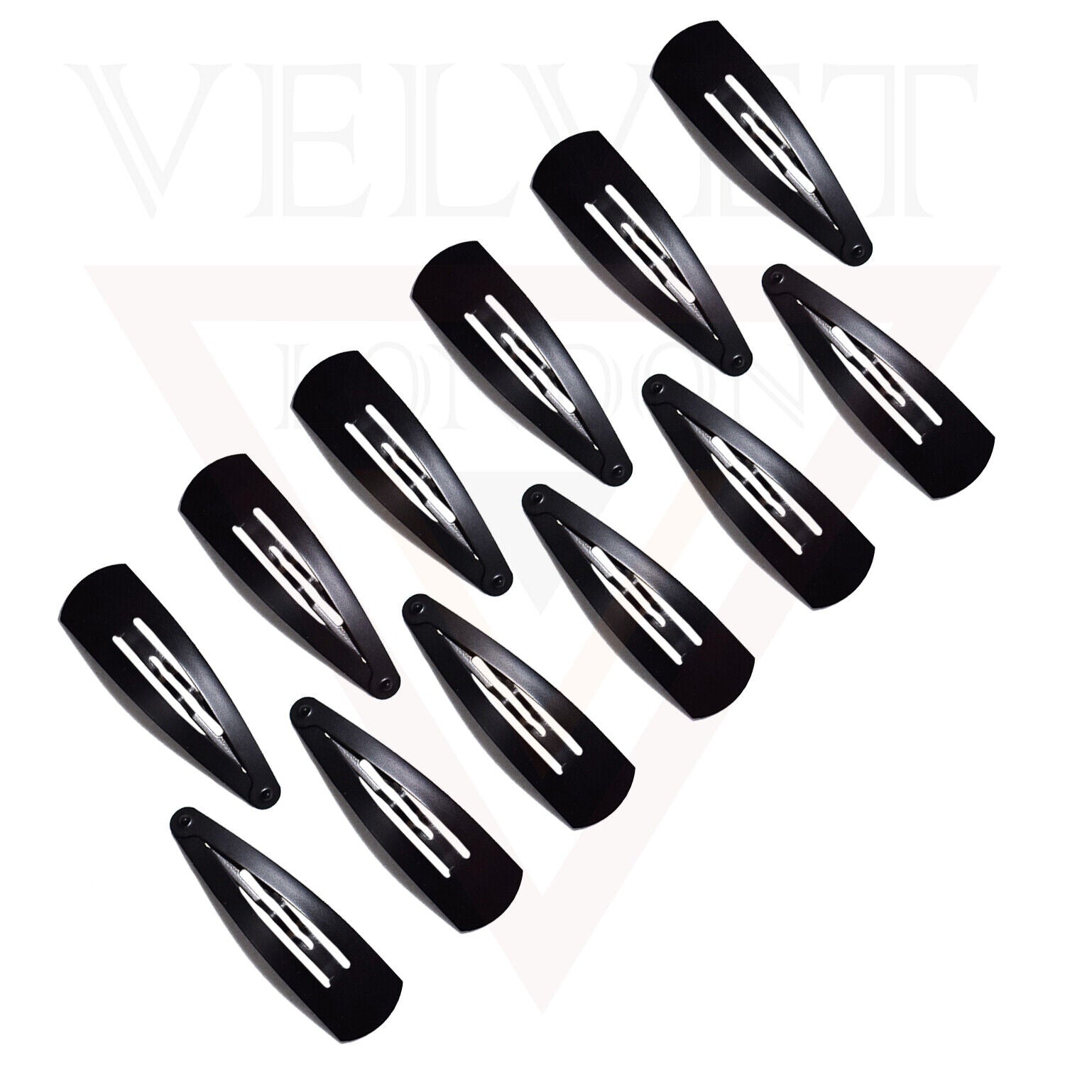 12x Black Tik Tak Bobby Bendies Hair Grips Slides Sleepies Snap Clips Hair Pins