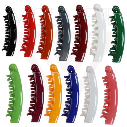 Banana Hair Clips Dark Square Barley Twist Fishtail Comb Ponytail Holder Grips