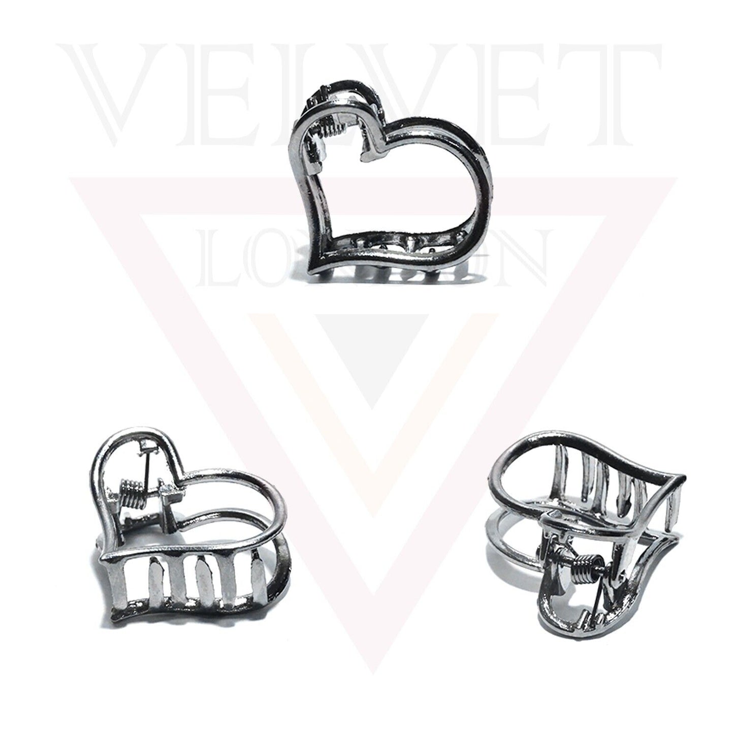 2x Metal Hair Claw Clips Small Heart Hair Clamp Barrette Heart Hairpins Barrette