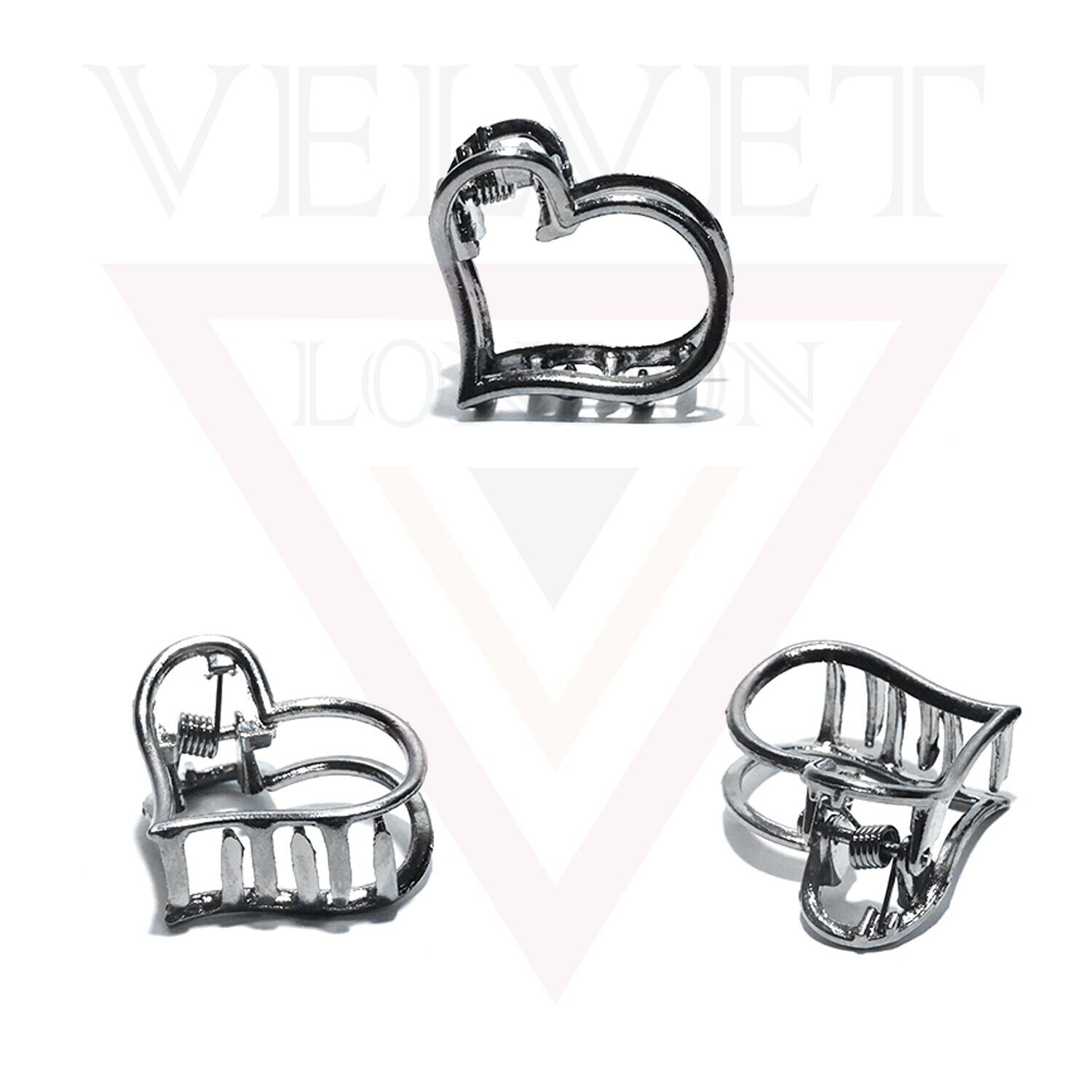 2x Metal Hair Claw Clips Small Heart Hair Clamp Barrette Heart Hairpins Barrette