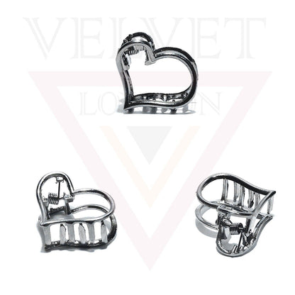 2x Metal Hair Claw Clips Small Heart Hair Clamp Barrette Heart Hairpins Barrette