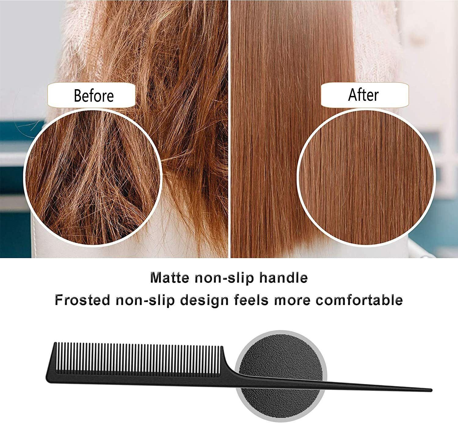 10X Handle Comb Carbon Comb, Break-Proof Antistatic For Hair & Beard For Men