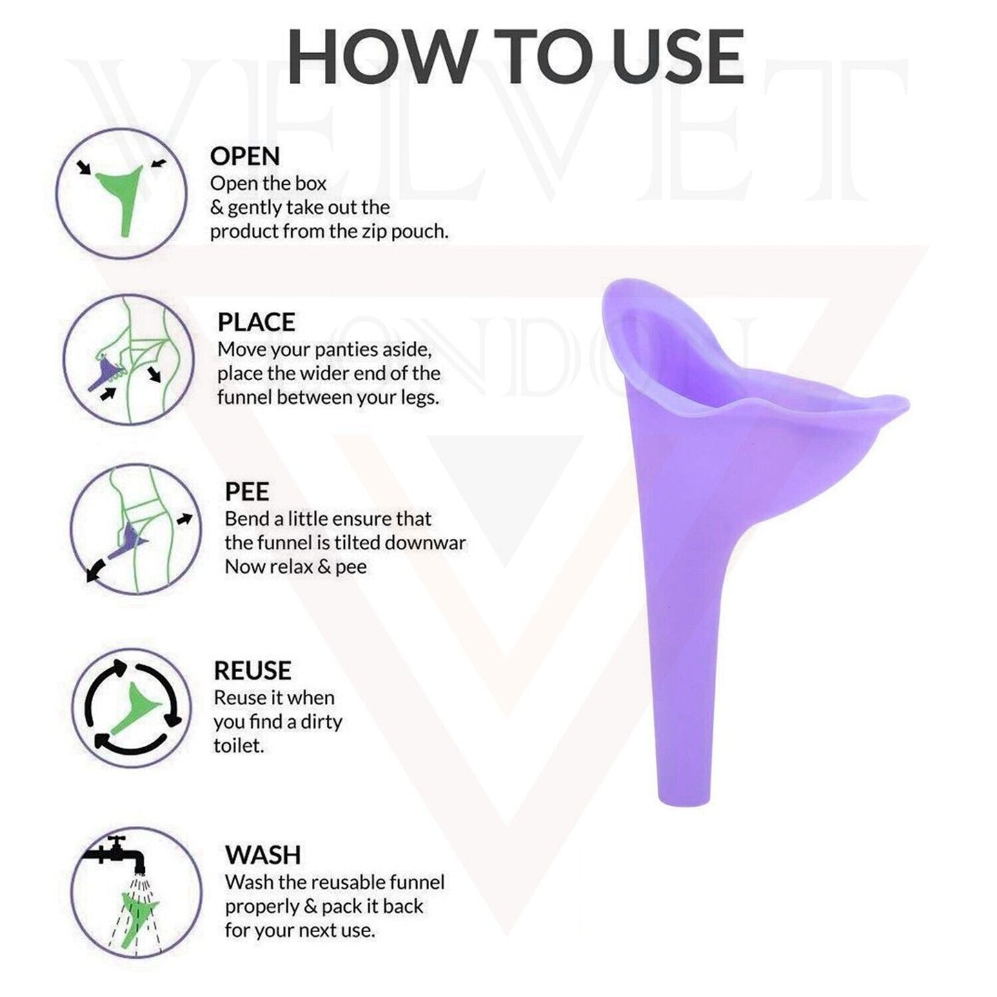Portable Female Urination Device Reusable Silicone Urinal Funnel For Women New
