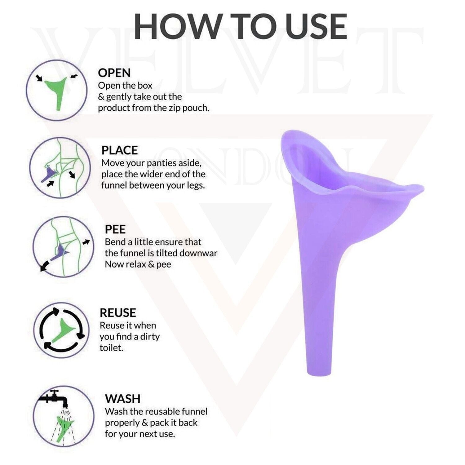 Portable Female Urination Device Reusable Silicone Urinal Funnel For Women New