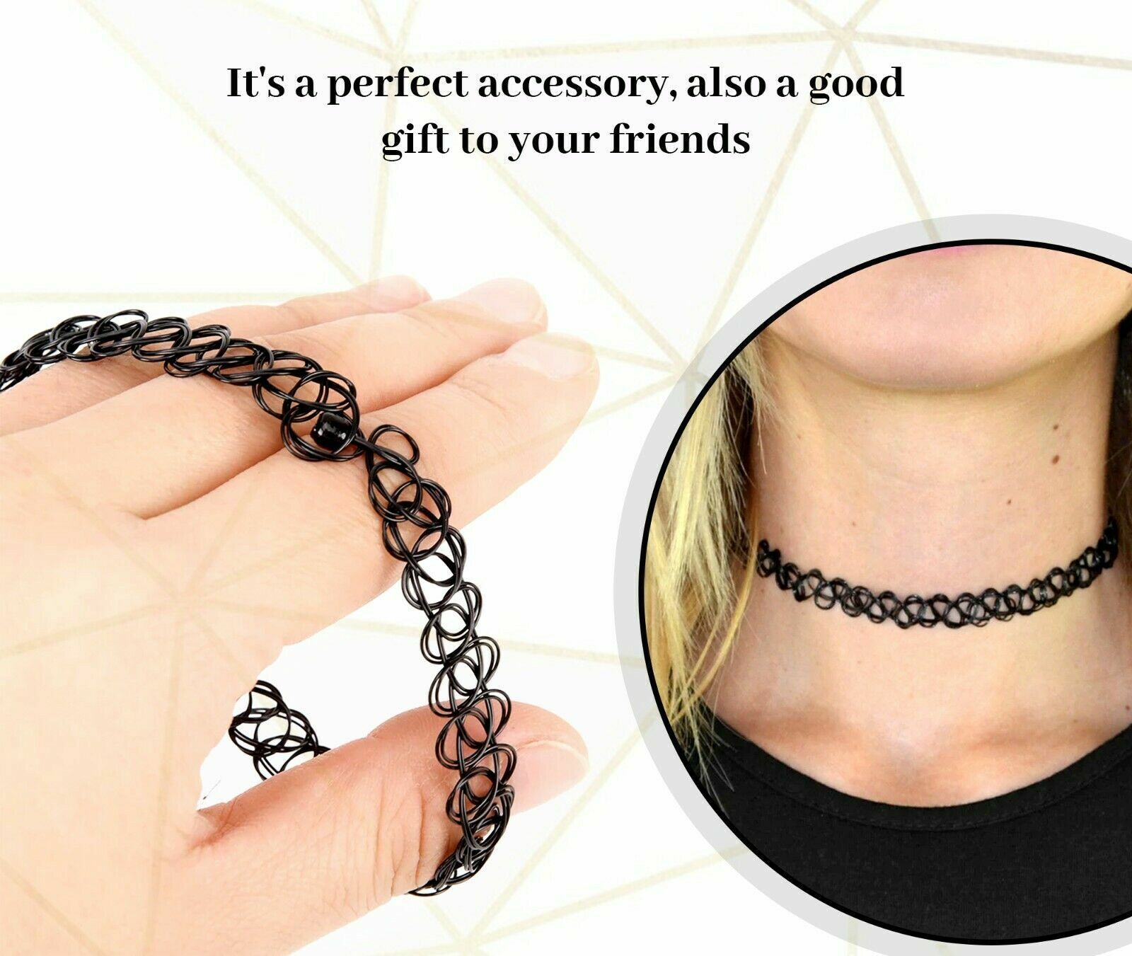  Black Retro Style Tattoo Necklace Stretch Elastic Choker Classic Lace Boho
