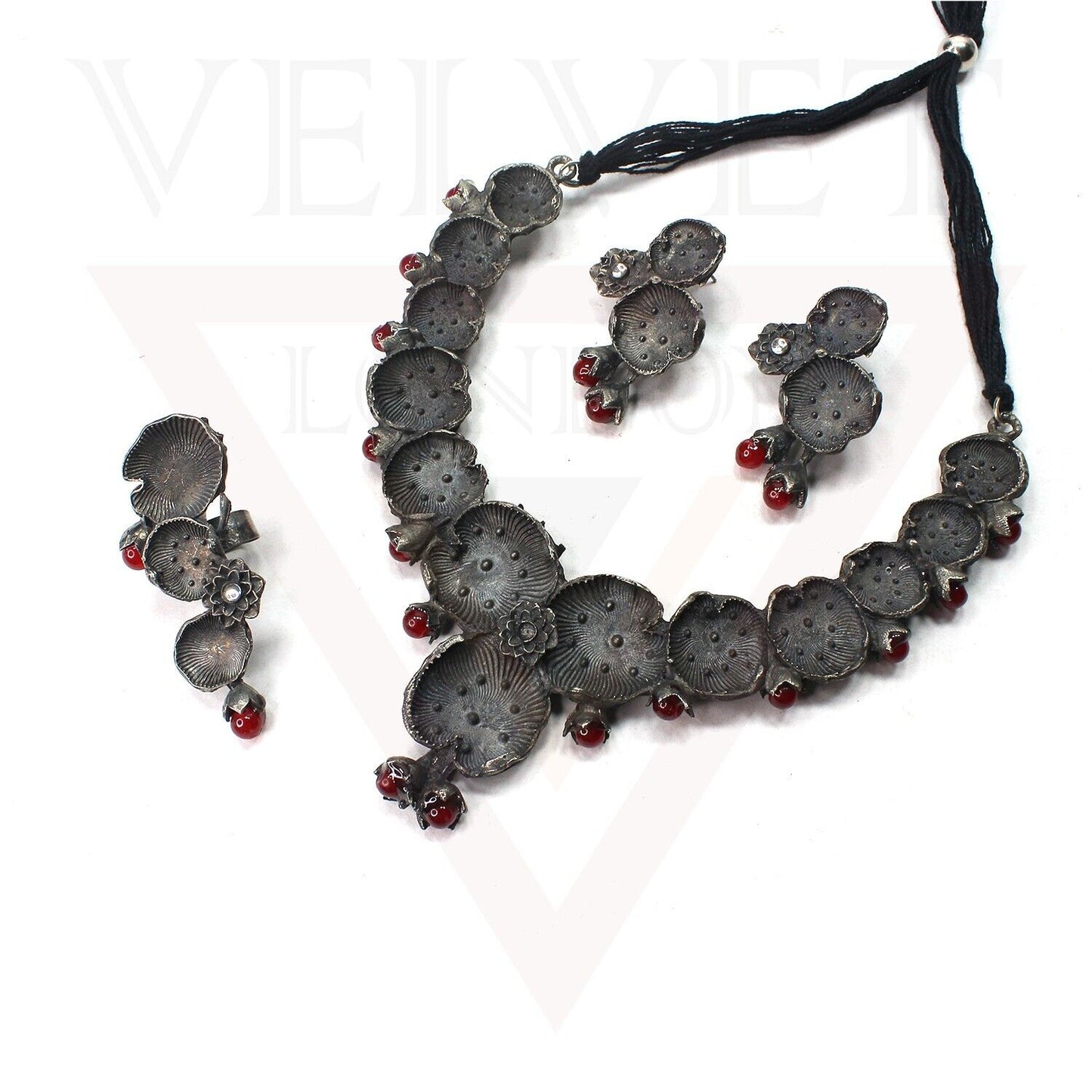 Jewellery Sets Antique Oxidized Traditional Boho Ethnic Necklace Earrings Ring