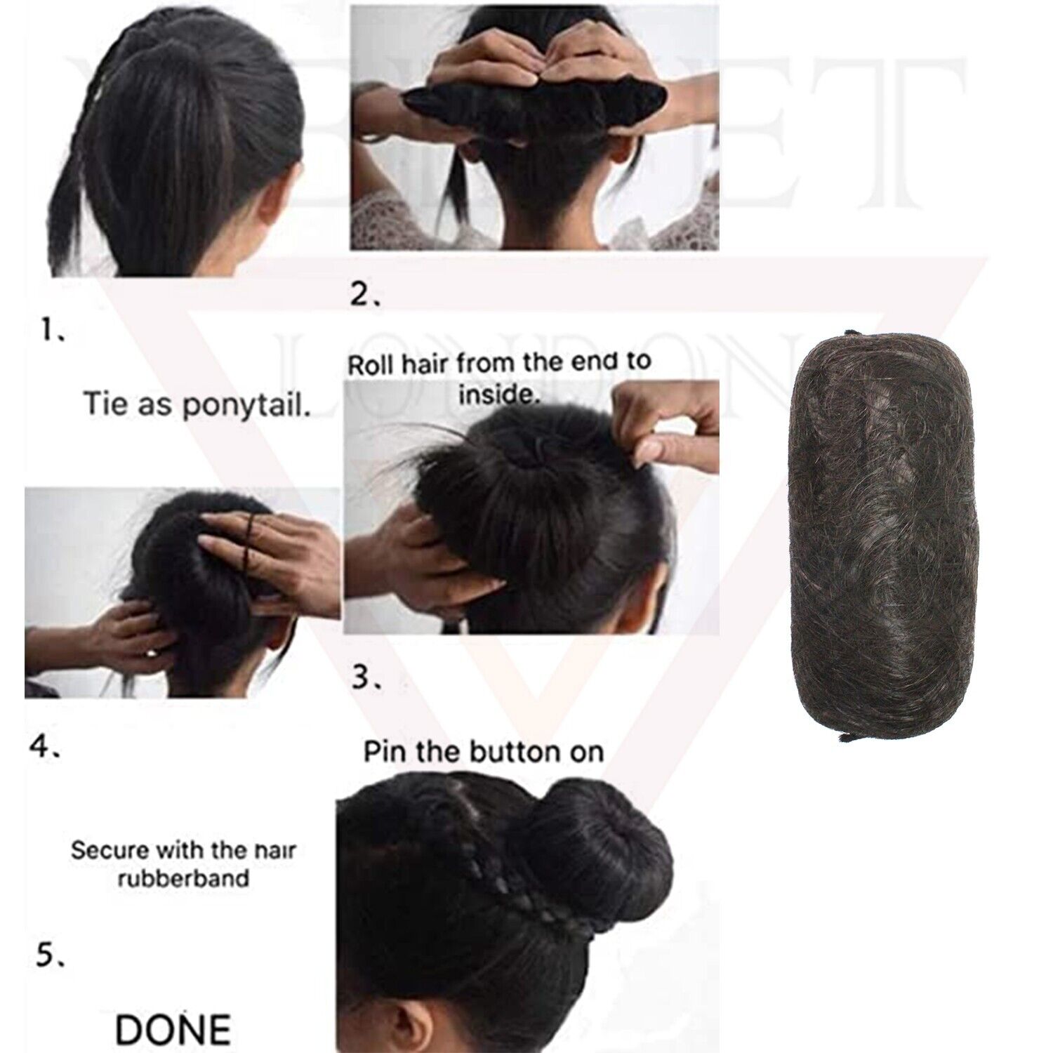 Hair Padding Chignon Volume Boost Invisible Pad Bun Bump Up Puff Insert Black