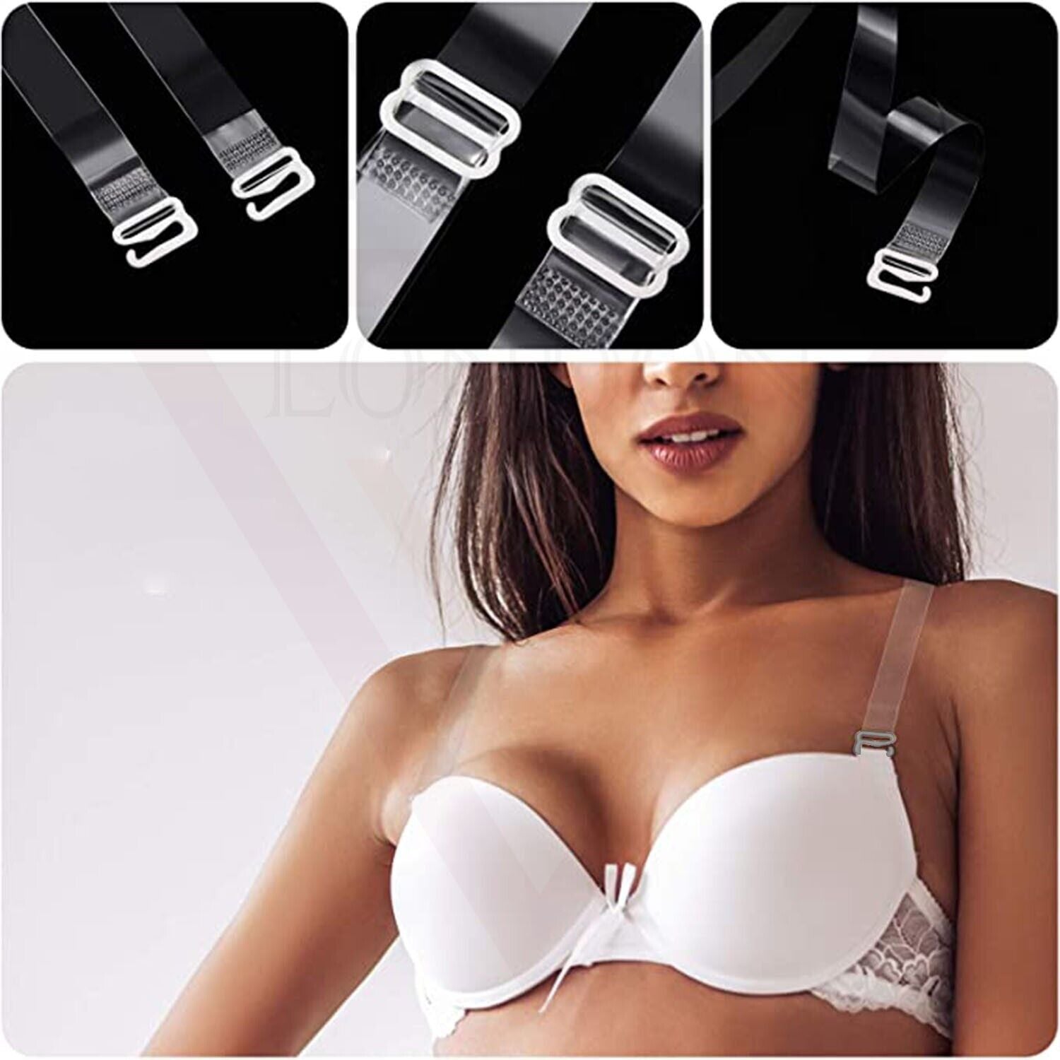 Non-Slip Invisible Clear Bra Straps ransparent Replacement Bra Shoulder Straps