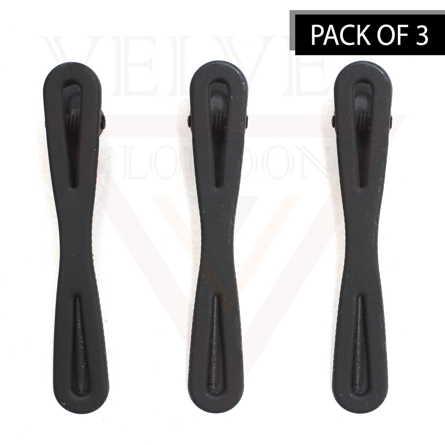 3pcs Black Hair Clips Metal Hairdressing Salon Duck Teeth Clips Crocodile Slide