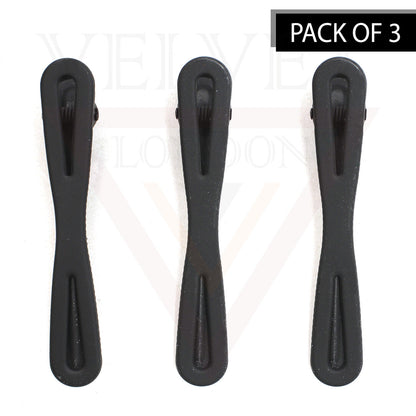 3pcs Black Hair Clips Metal Hairdressing Salon Duck Teeth Clips Crocodile Slide