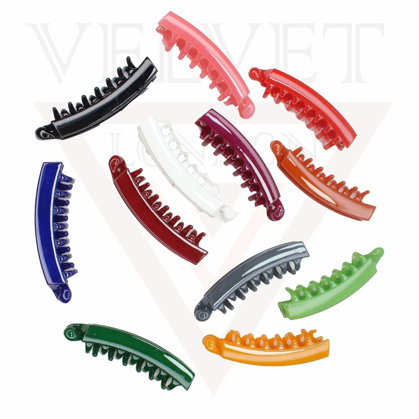 Banana Hair Clips Dark Square Barley Twist Fishtail Comb Ponytail Holder Grips