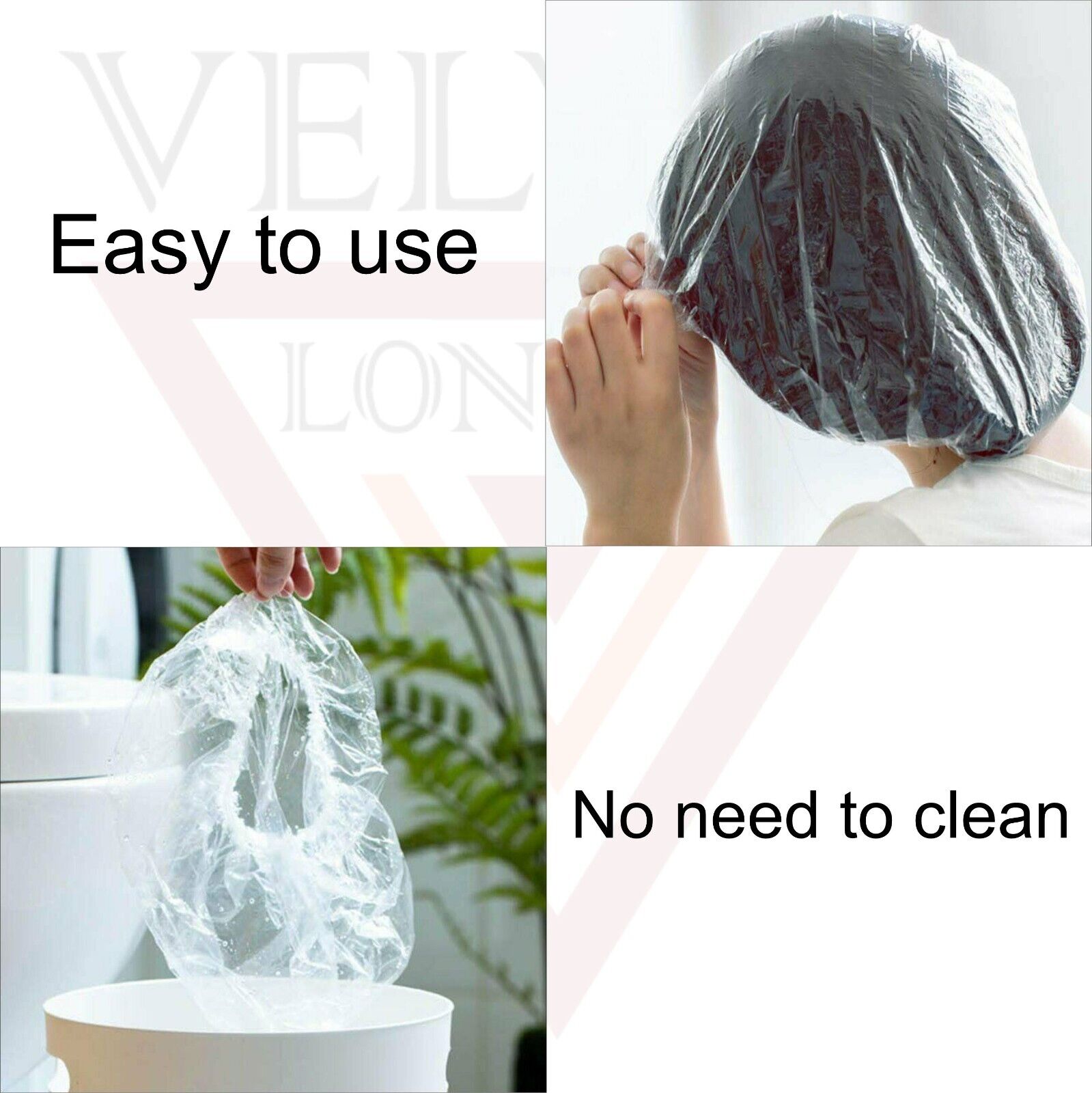 100Pcs Disposable Shower Caps Plastic Elastic Bath Hair Caps Home Use Hair Salon