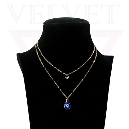 Trendy Golden Multi Layer Chain Necklace Oxidised Evil Eye Pendant Beachwear