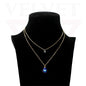 Trendy Golden Multi Layer Chain Necklace Oxidised Evil Eye Pendant Beachwear