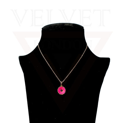 Pendant Necklace Small Colour Golden Sunflower Vintage Delicate Choker Chain