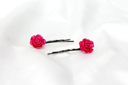20x Hair Pins Colorful Rose Flower Bobby Pins Hair Clips Metal Grips Slide Pins