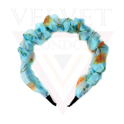 Flower print headband Satin Fabric Hair Band Non-Slip Hair Hoop Hair Styling