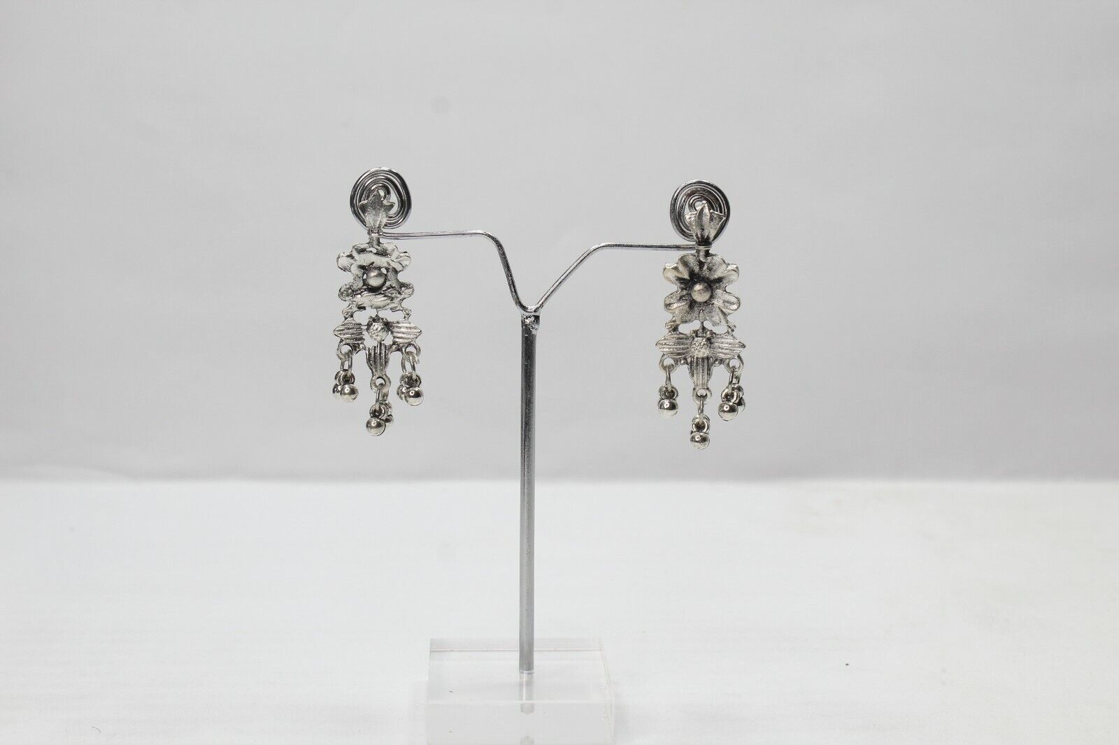 Long Necklace Earrings Golden Silver Antique Oxidized Ethenic Jewellery Set