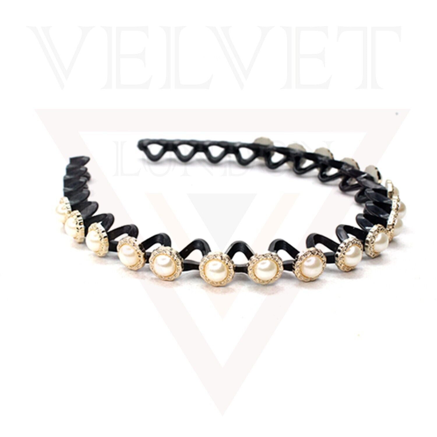 3Pcs Unbreakable Hair Band Diamond Pearl Headbands Non-Slip Teeth Hair Hoop