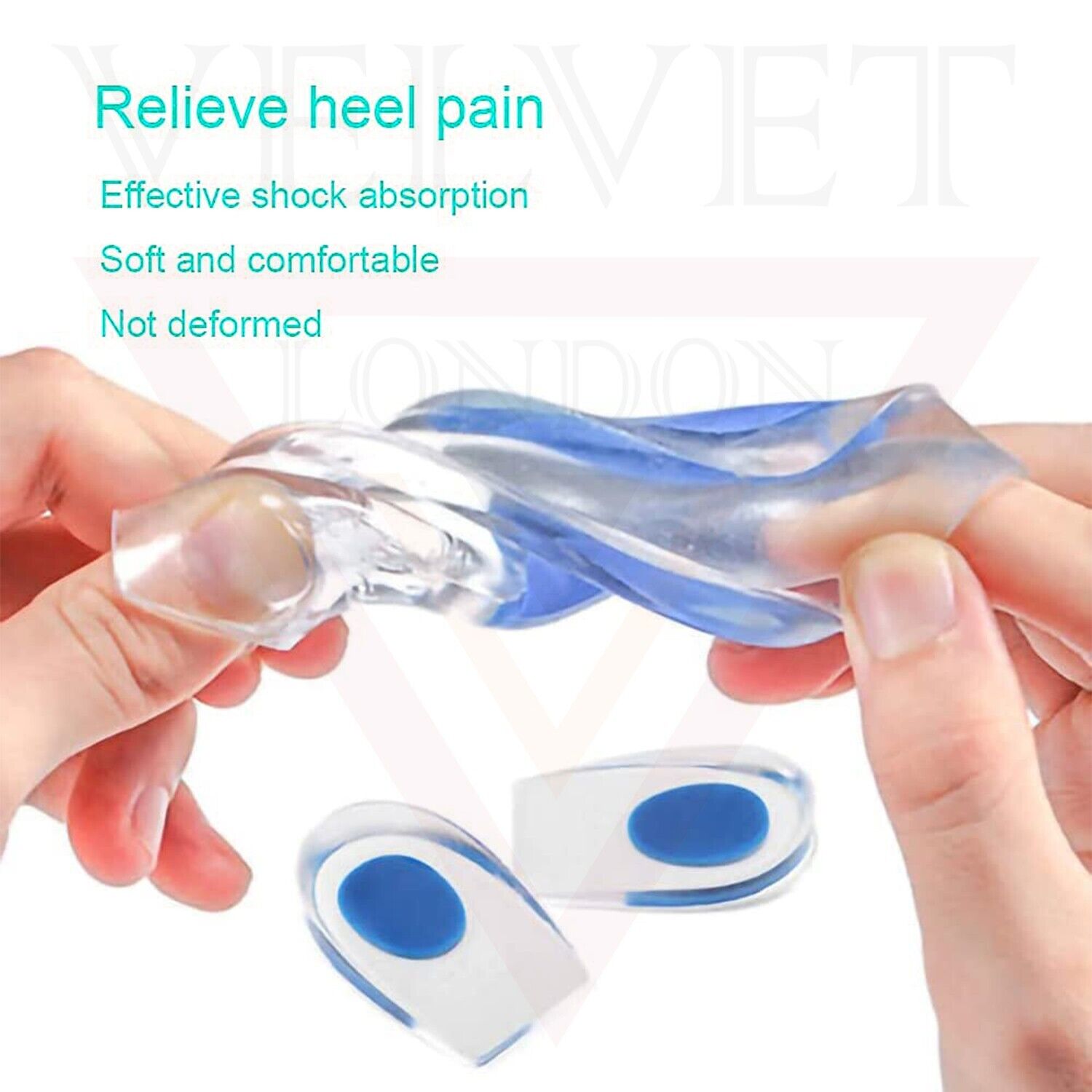 3pcs Shoe Inserts Silicone Gel Heel Cups Support Pads Plantar Fasciitis Cushion