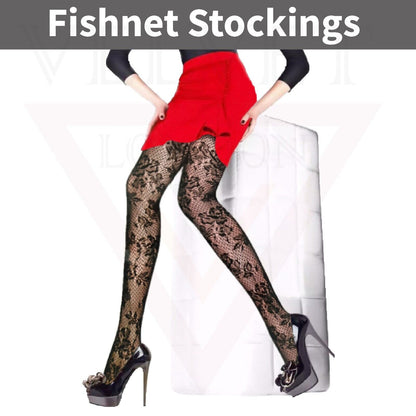 Sexy  Sheer Fishnet Tights High Waist Mesh Pantyhose Patterned Stocking Black