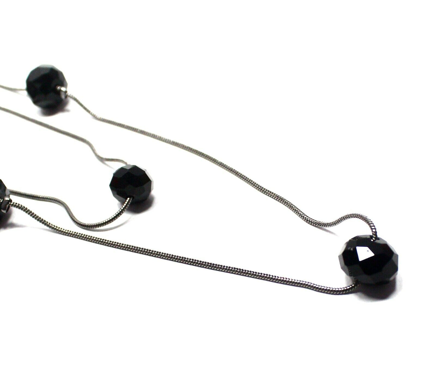 Black Breads Double Layered Long Chain Necklace Partywear Sweater Chain Gift