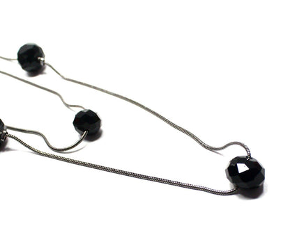 Black Breads Double Layered Long Chain Necklace Partywear Sweater Chain Gift