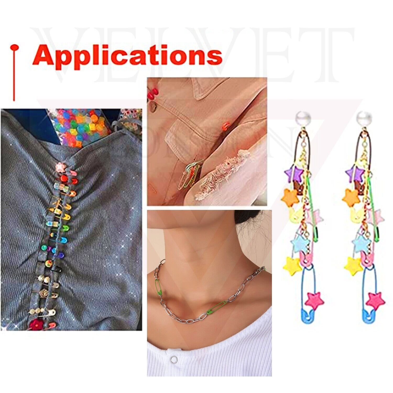 100Pcs Multi-Color Safety Pins For Clothes Craft Sewing Nickel Metal Plated 3 Cm