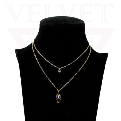 Trendy Golden Multi Layer Chain Necklace Oxidised Evil Eye Pendant Beachwear