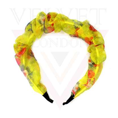 Flower print headband Satin Fabric Hair Band Non-Slip Hair Hoop Hair Styling