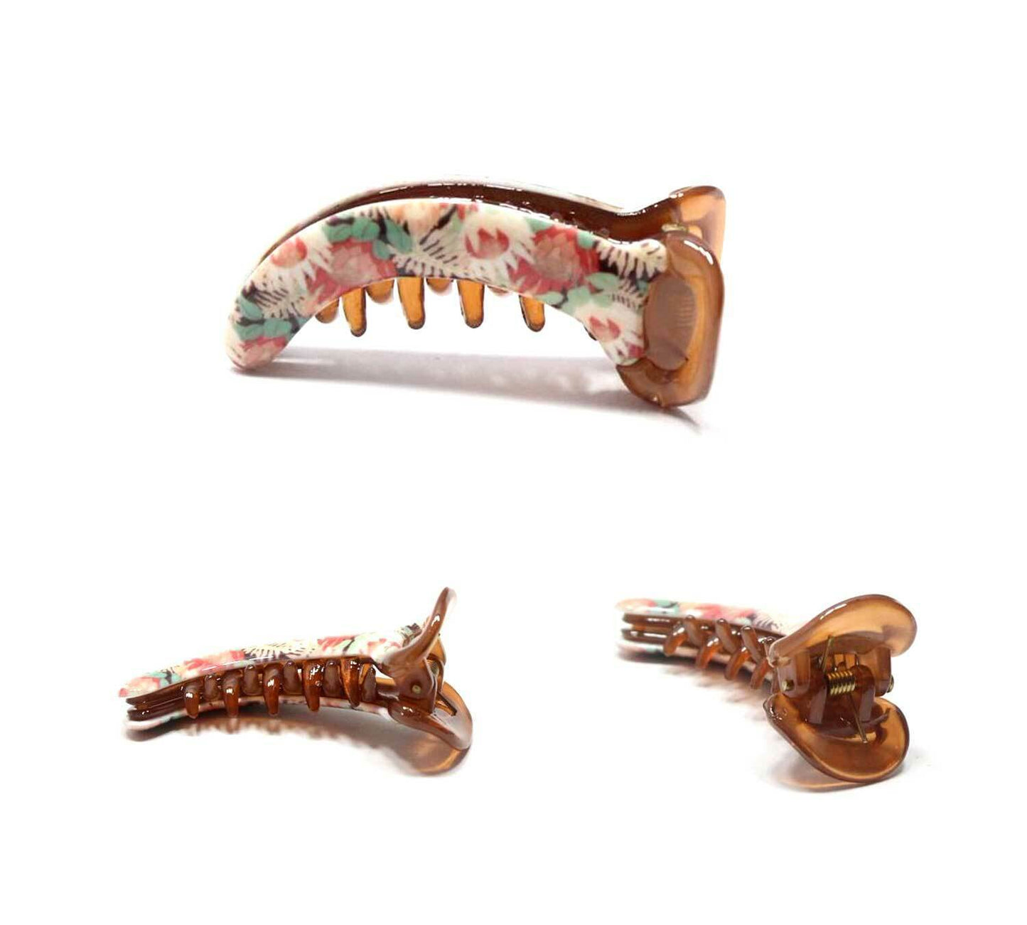 Banana Hair Clips Flower Print Mirchi Clips Non-slip Fishtail Ponytail Holder