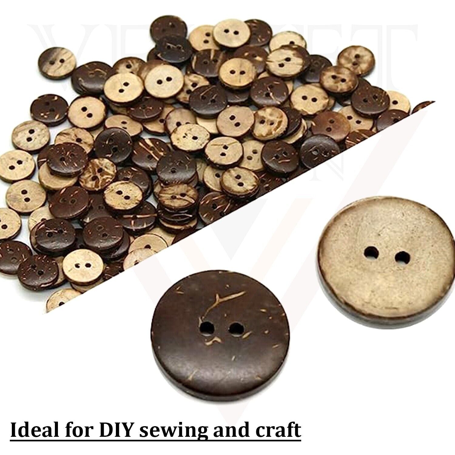 Natural Wooden Round Buttons Craft 2-Hole Sewing Clothing Buttons Art , 15mm