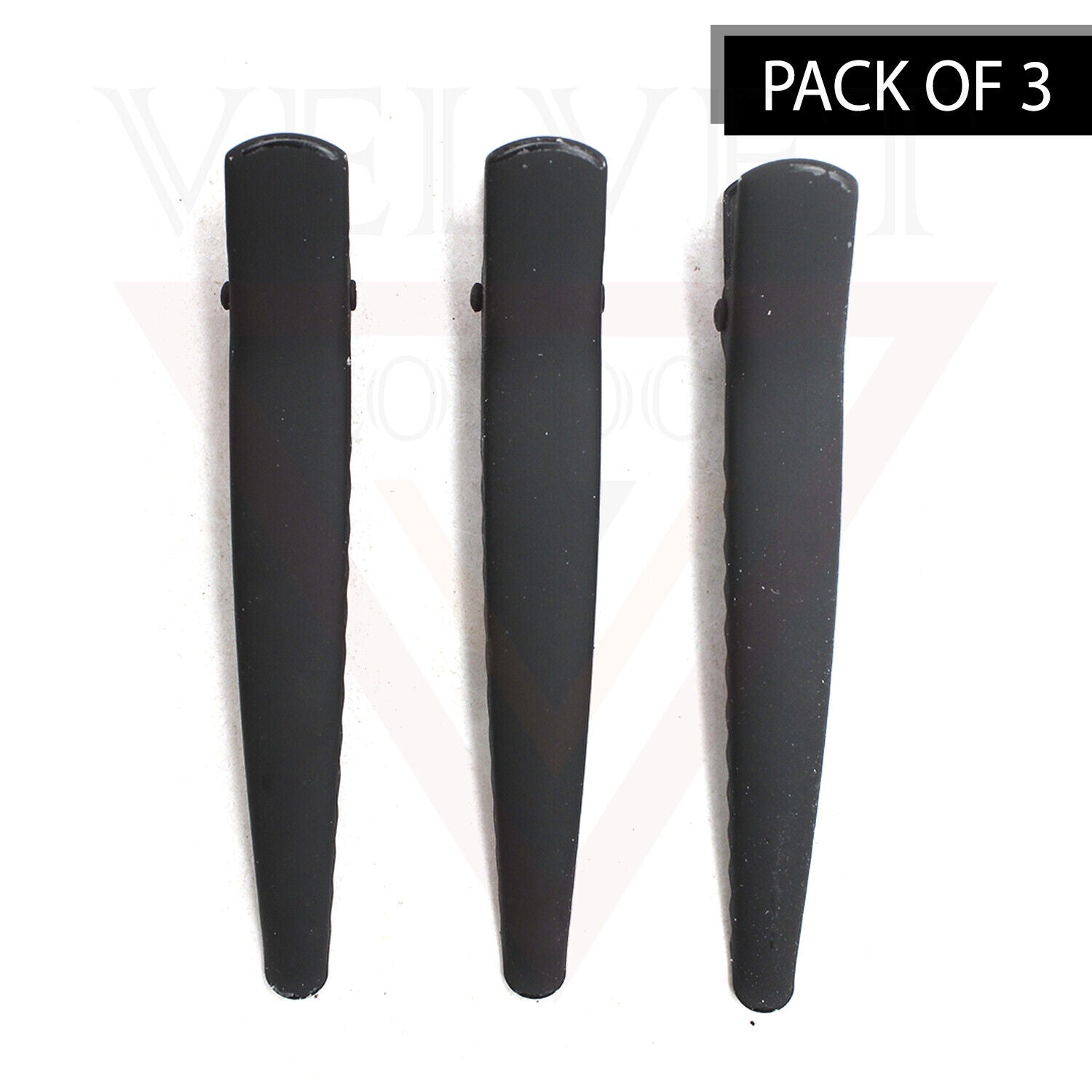 3x Black Matte Hair Clips Metal Hairdressing Styling Salon Hair Crocodile Slide