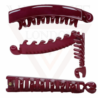 Banana Hair Clips Dark Square Barley Twist Fishtail Comb Ponytail Holder Grips