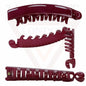 Banana Hair Clips Dark Square Barley Twist Fishtail Comb Ponytail Holder Grips