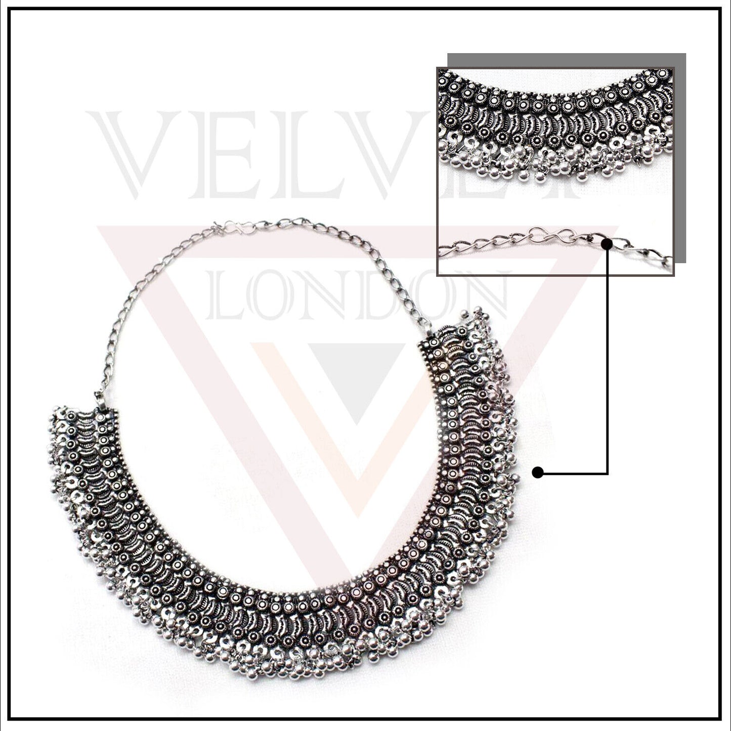 Tribal Antique German Silver Oxidized Traditional Necklace Boho Choker Ethnic UK