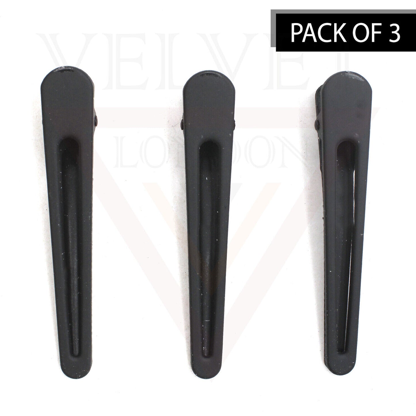 3pcs Black Hair Clips Metal Hairdressing Salon Duck Teeth Clips Crocodile Slide