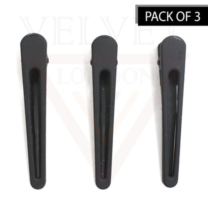 3pcs Black Hair Clips Metal Hairdressing Salon Duck Teeth Clips Crocodile Slide