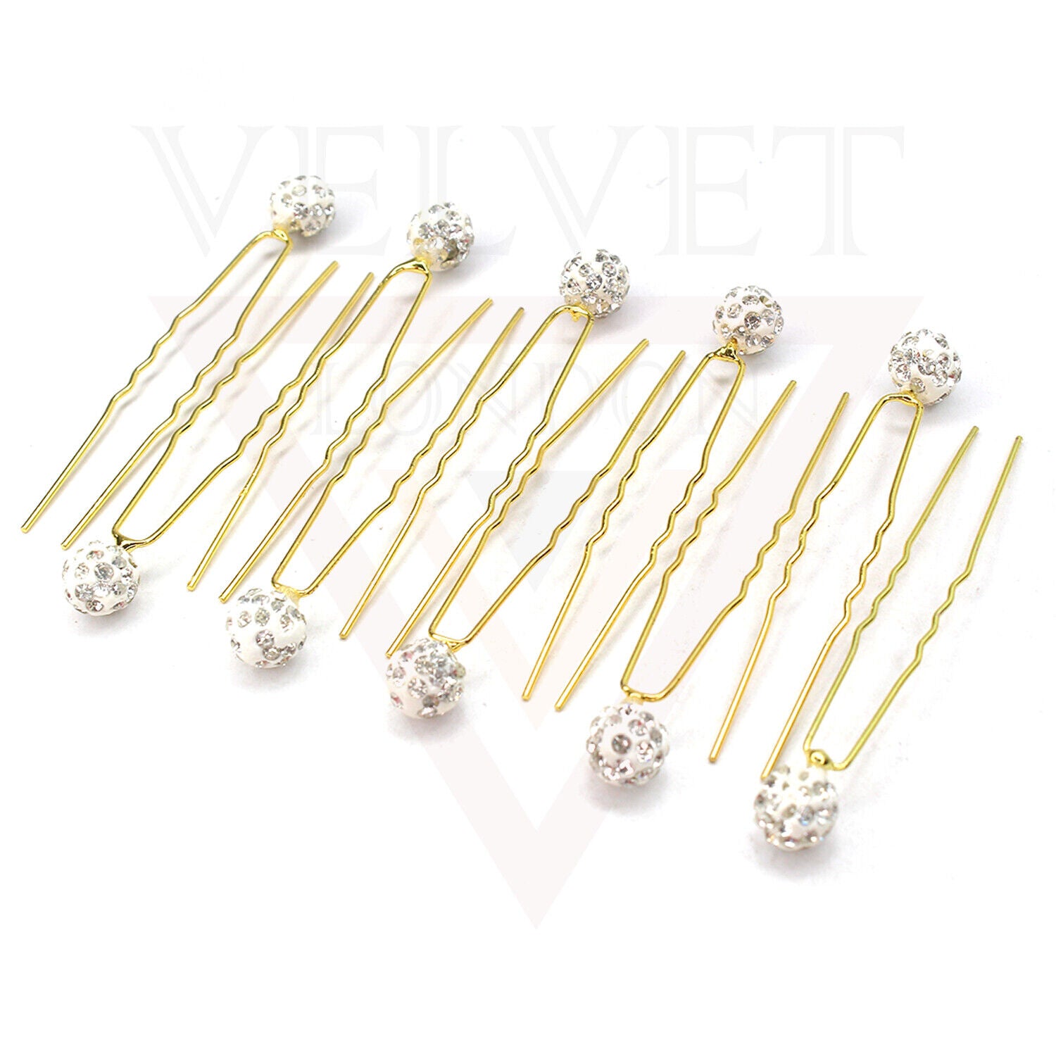 10x Pearl U Pins Wavey Diamond U Pins Hair Clip Silver Brooch Bridesmaid Wedding