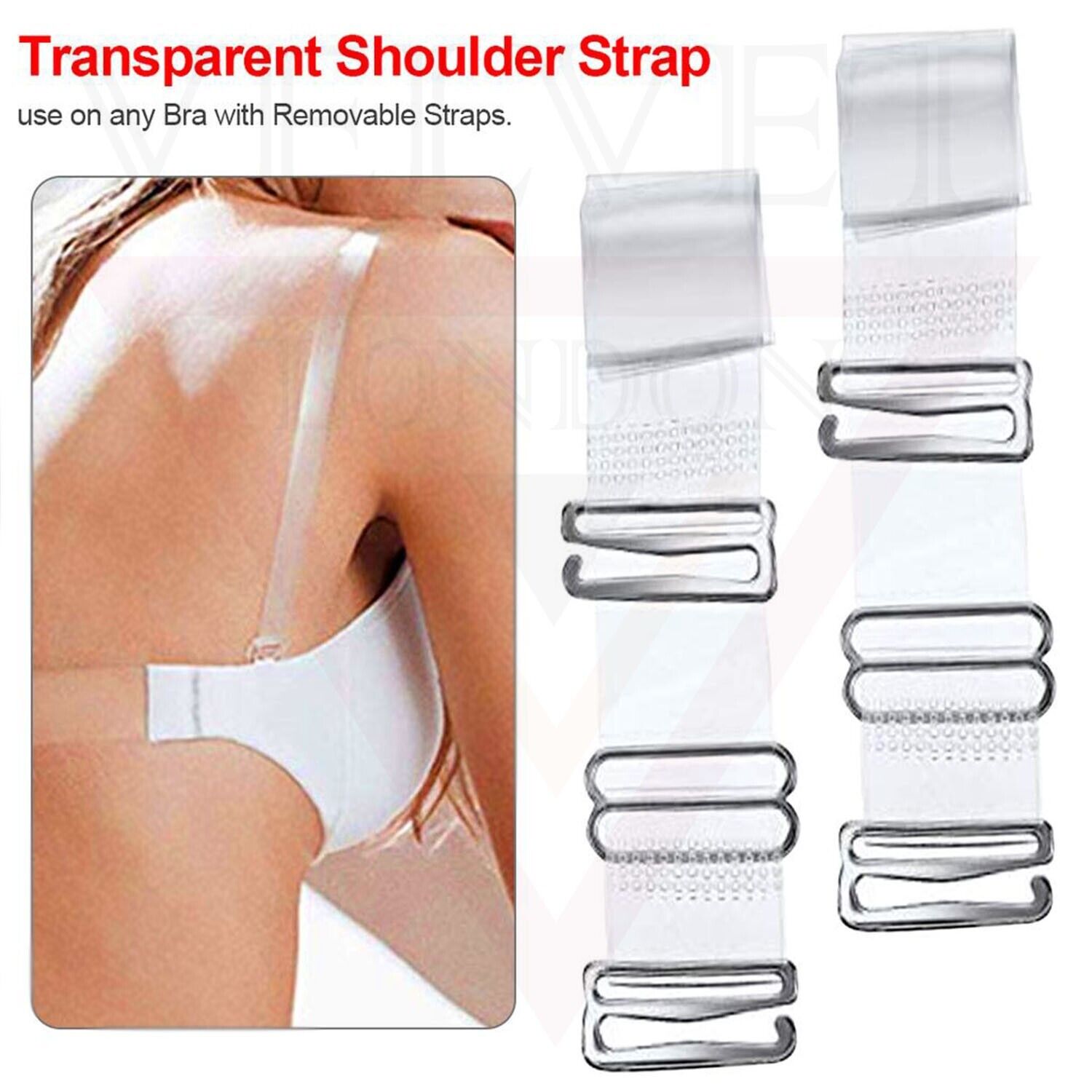 Invisible Detachable Thick Long Clear Elastic Bra Straps Transparent Adjustable