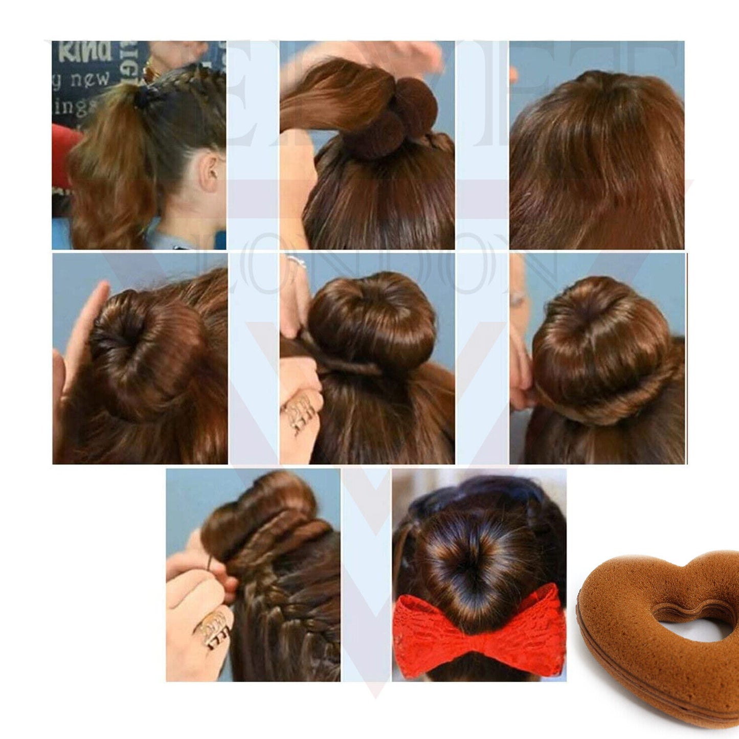 Magic Sponge Donut Heart Shaped Hair Curler Bun Maker Hair Bun Styling Tools