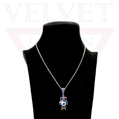 Fashion Silver Evil Eye Charm Pendant Chains Necklace Stylish Oxidised Beachwear