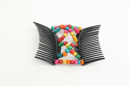 Wooden Beads Magic Hair Combs Stretchy Double Hair Elastic Clips Styling Tool UK