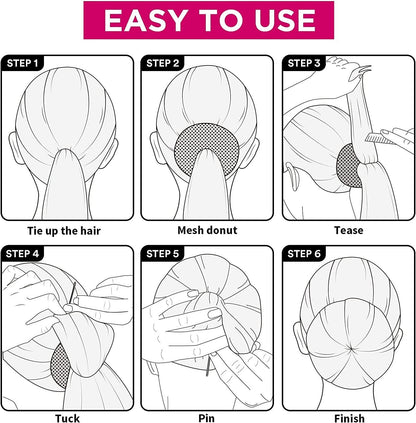 4pcs Black Hair Bun Donut Set 50Pcs U Pins Hair Bun Donut Maker Hair Styling