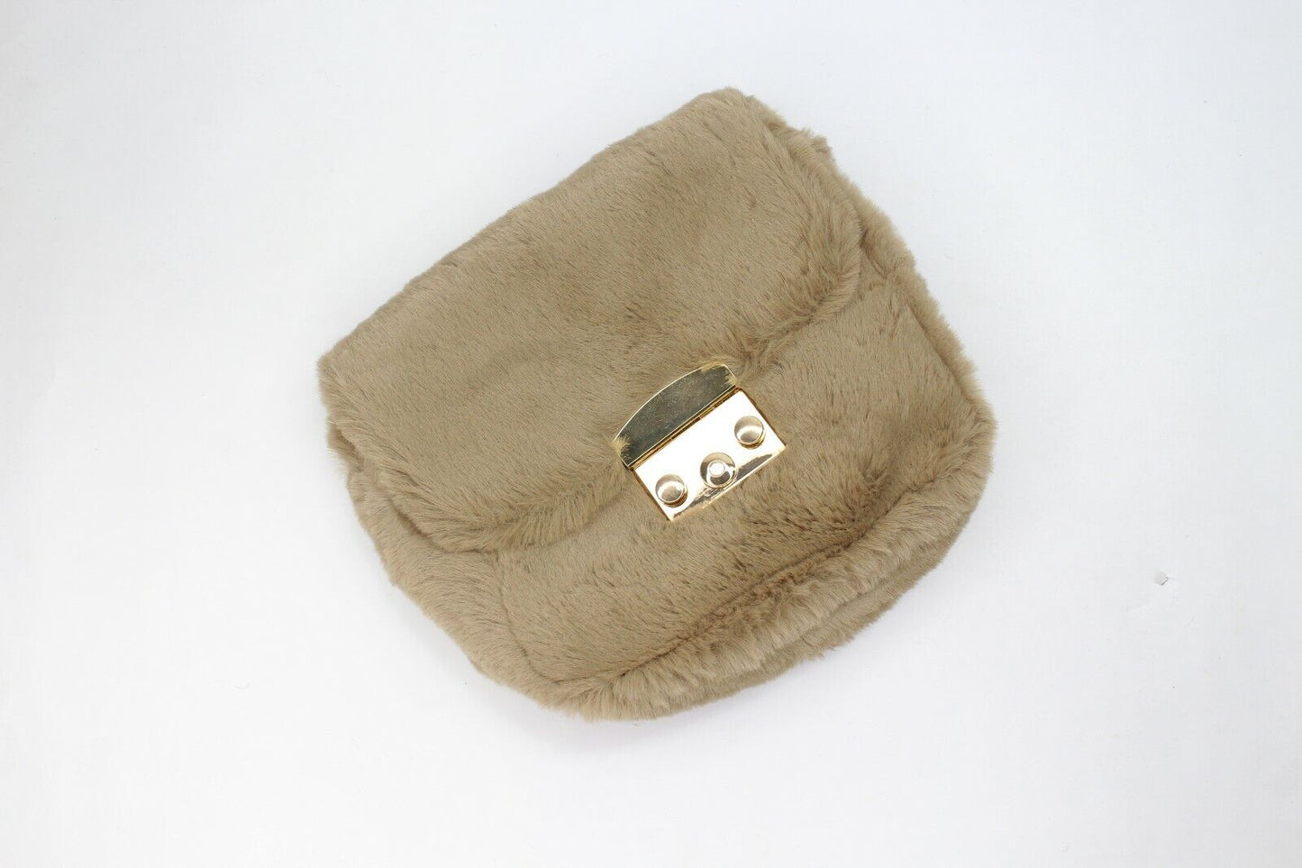 Clutch Purse Handbag Soft Faux Fur Crossbody Long Golden Chain Shoulder Bag