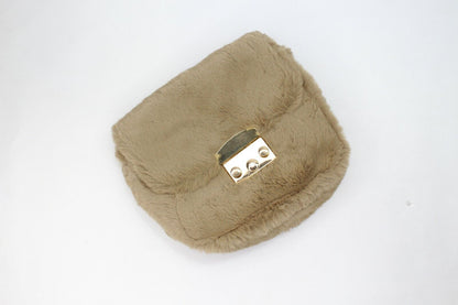 Clutch Purse Handbag Soft Faux Fur Crossbody Long Golden Chain Shoulder Bag