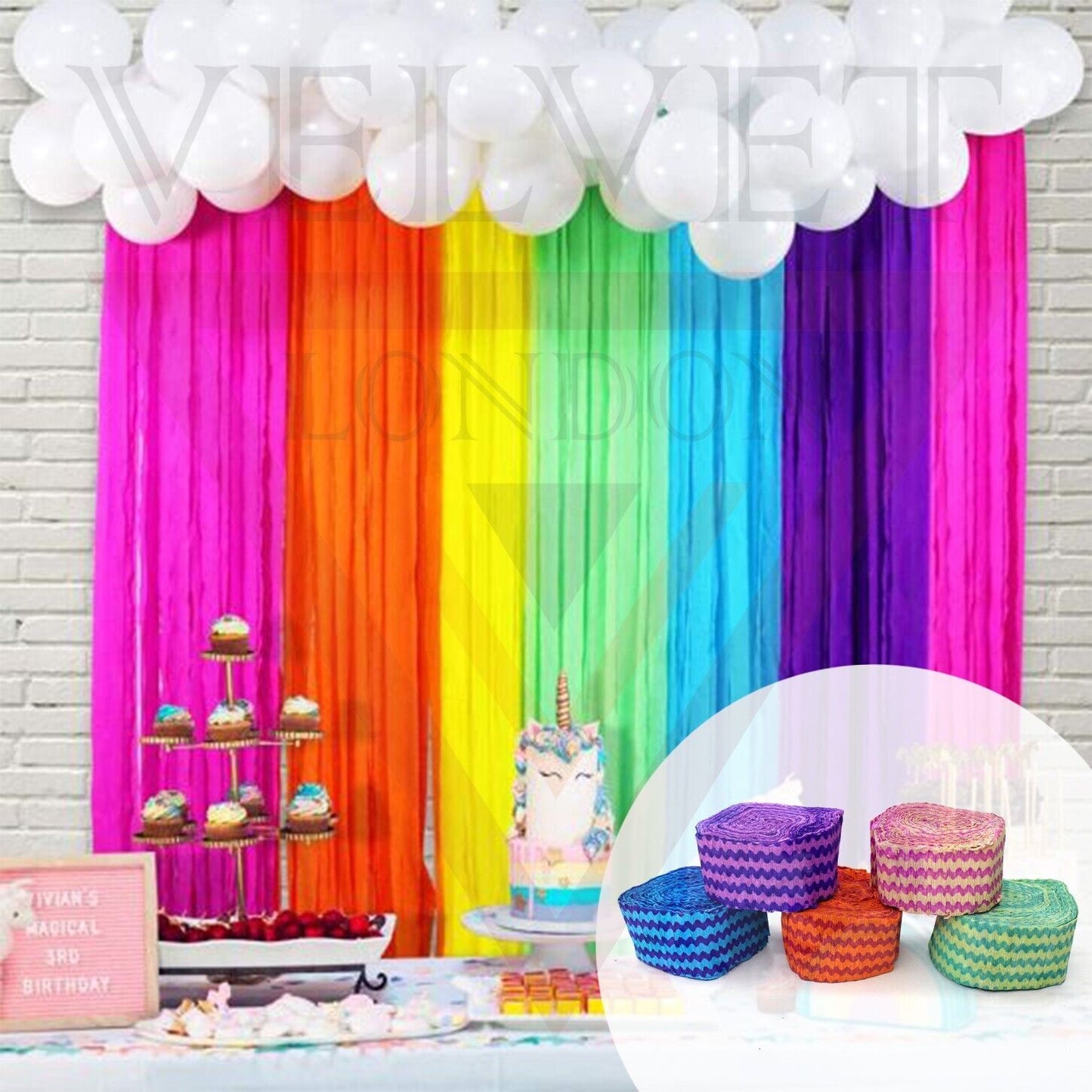 10xCrepe Paper Streamer Lining Design Ribbon Party Decoration Birthday Festival 