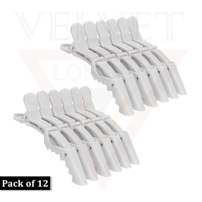 12x Hair Clips Crocodile Salon Sectioning Clamp White Teeth Hair Dressing Clips